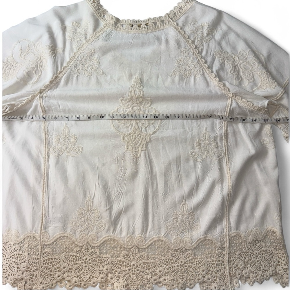 Democracy Women’s Cream Boho Crochet Top Plus Size 1X  EUC - Picture 7 of 9